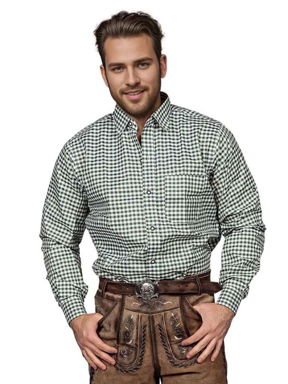 Men’s Green Oktoberfest Shirt  German Bavarian Casual Style